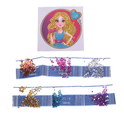 Алмазная мозаика-стикер на наклейке для детей «Модница»