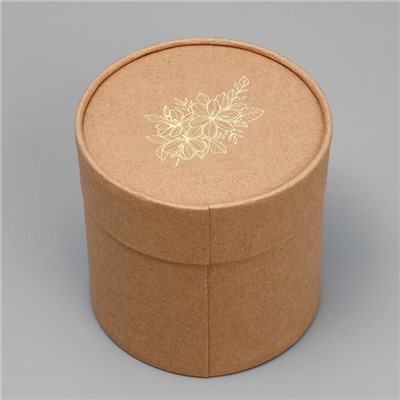 Шляпная коробка из крафта «Цветы», 12 х 12 см