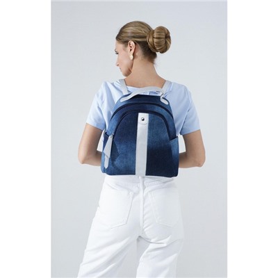 Рюкзак, 2 отдела на молниях, 3 наружных кармана, цвет синий