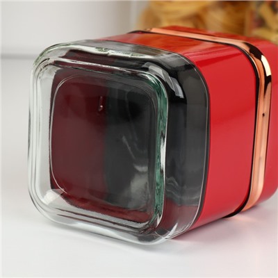 Набор банок стеклянных для сыпучих продуктов «Классика», 500 мл, 9,5×11,8 см, 3 шт, цвет красный