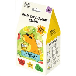 Набор для создания слайма ТРИ СОВЫ Slime party "Капибара", желтый, наполнение - фимо фигурки и блестки, аромат тропический микс, картонная коробка