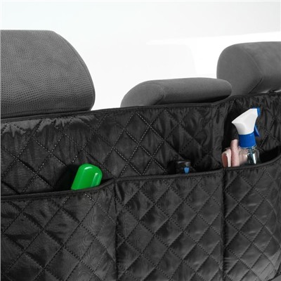 Органайзер на спинку сиденья в багажник, оксфорд, ромб, черный, размер 95х40 см