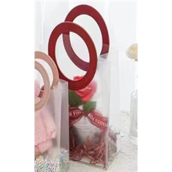 Пакет подарочный (L) "Round handle", red (32*26*12)