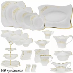 108-122 Чайно-столовый сервиз 100пр.  GIVENCHI GOLD  в под.уп.(х1/2)Фарфор