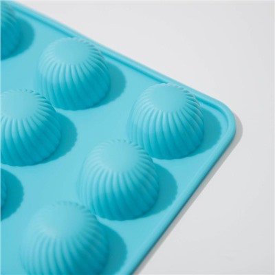 Форма силиконовая для шоколада Доляна «Шарики», 24×11,5 см, 15 ячеек (d=2,8 см), цвет МИКС