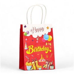 Пакет крафт "Happy Brithday" 120г/м 15 х 8 х 21 см