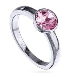 Кольцо (кристаллы SW светло — розовые 6мм; покрытие родий)