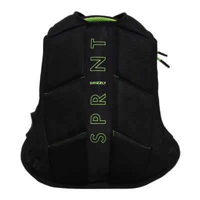 Рюкзак школьный Grizzly, 38 х 26 х 20 см, эргономичная спинка, отделение для ноутбука, чёрный, салатовый