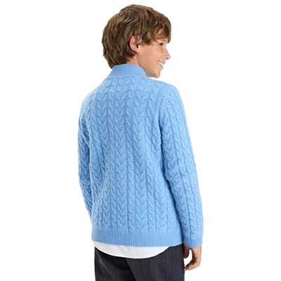 Кардиган на молнии Super Fine Merino Wool подростковый для мальчиков, цвет голубой меланж