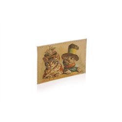 Обложка для одной карточки с принтом Eshemoda “Ретро коты”, натуральная кожа