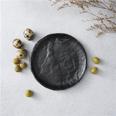Блюдо фарфоровое для подачи Magistro Moon, d=16 см, цвет чёрный