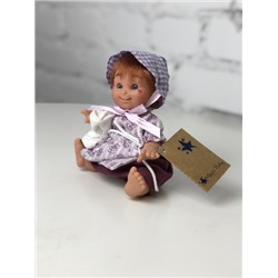 Кукла "Домовёнок", девочка, в фиолетовой шапочке и платьице, 18 см, арт. 151-5