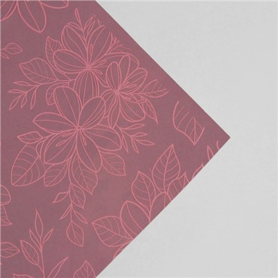 Плёнка глянцевая прозрачная «Цветы», розовая, 0.6 x 10 м