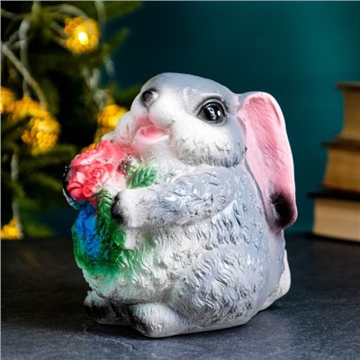 Копилка "Кролик серый с цветами" 14х12х15см