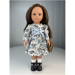 Кукла Нина, 33 см, темноволосая, в платье с цветами, арт. 33103