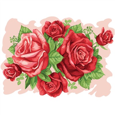 Картина по номерам на картоне ТРИ СОВЫ "Розы", 30*40, с акриловыми красками и кистями