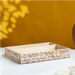 Кашпо деревянное, 27.5×20×4.5 см "Цветник", 2 отдела, гравировка
