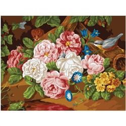 Картина по номерам на холсте ТРИ СОВЫ "Пышный букет роз", 40*50, с акриловыми красками и кистями