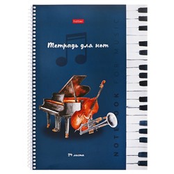 Тетрадь для нот А4 24 листа, на гребне "Музыка для души", обложка мелованный картон, справочная информация, блок 80 г/м2
