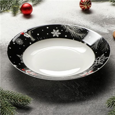 Тарелка фарфоровая суповая Magistro «Новый год. Зимняя сказка», 500 мл, d=20,2 см
