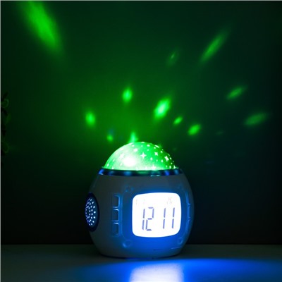 Ночник-проектор LED 3хААА с часами, датой, термометром 10,5х8,2х10,5 см