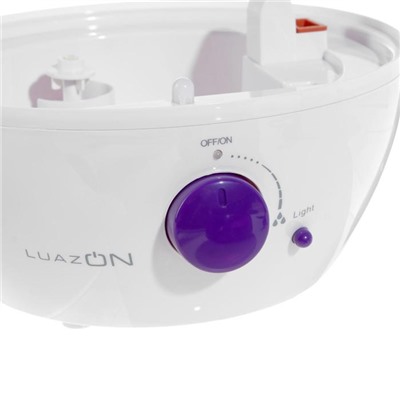 Увлажнитель воздуха Luazon LHU-02, ультразвуковой, 2.4 л, 25 Вт, бело-фиолетовый