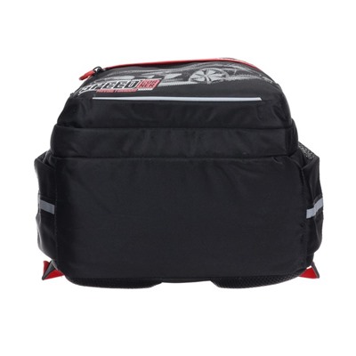 Рюкзак школьный Grizzly "Скорость", 39 х 28 х 18 см, эргономичная спинка, отделение для ноутбука, чёрный, красный