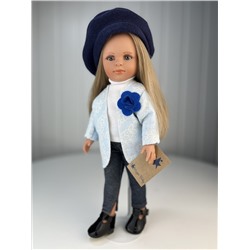 Кукла Нина, в голубом жакете, юбке и синем берете, 33 см, арт. 33112
