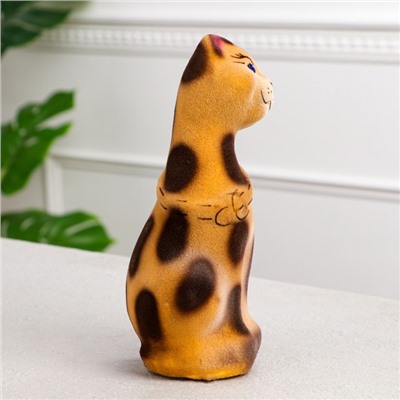 Копилка "Кошка Тома", флок, бежевый леопард, 22 см