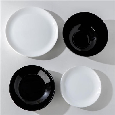 Сервиз столовый стеклокерамический Diwali, 19 предметов, цвет белый, чёрный