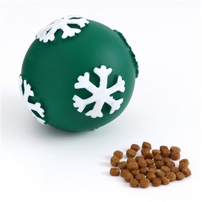Игрушка-шар под лакомства "Снежинка", 8 см, зелёная