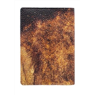 Обложка на паспорт с принтом Eshemoda “Золотой Лев”, натуральная кожа