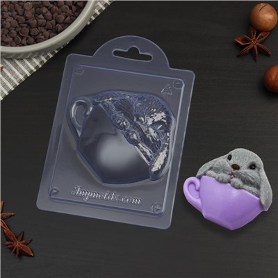 Форма для шоколада и конфет «Кролик в чашке», 7,5×8,8×2 см, цвет прозрачный