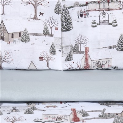 Новый год. Постельное бельё "Этель" Winter countryside 2 сп 175х215 см, 200х220 см,70х70 см -2 шт,поплин 125 г/м2