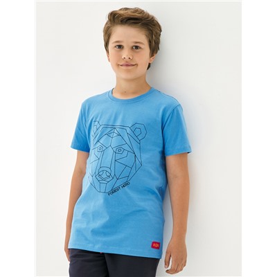 Голубая футболка для мальчика с принтом
