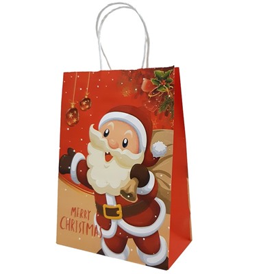 Рождество и Новый год | Крафт-пакет "Дед Мороз с мешком" / 21х27х11- 21х27х11