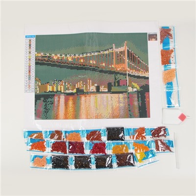 Алмазная мозаика с полным заполнением на холсте «Бруклинский мост», 30 х 40 см