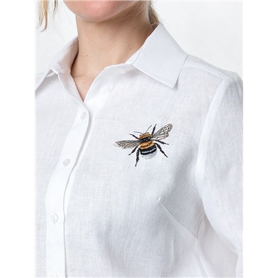 Рубашка #002 льняная женская с вышивкой "Пчела"