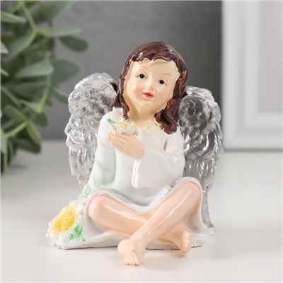 Сувенир полистоун "Девочка ангел в незабудках" МИКС 7,5х6,8х6,8 см