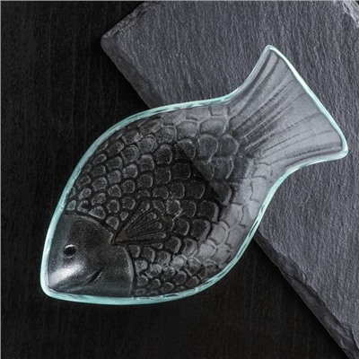 Блюдо стеклянное сервировочное Magistro «Авис. Рыба», 14×8×2,7 см, цвет прозрачный
