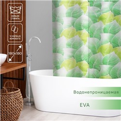 Штора для ванной Доляна «Листья», 180×180 см, EVA