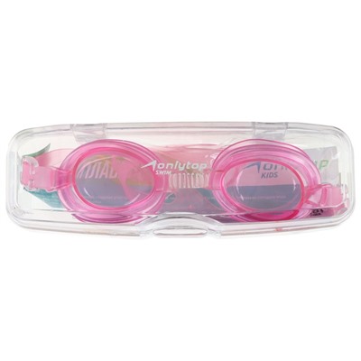 Очки для плавания детские ONLYTOP, беруши, цвет розовый
