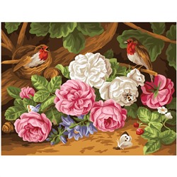 Картина по номерам на холсте ТРИ СОВЫ "Пышные розы", 30*40, с акриловыми красками и кистями