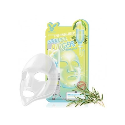 [Elizavecca] НАБОР Тканевая маска для лица ЧАЙНОЕ ДЕРЕВО Tea Tree Deep Power Ringer Mask Pack, 10 шт