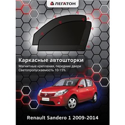 Каркасные автошторки Renault Sandero 1, 2009-2014, передние (магнит), Leg0512