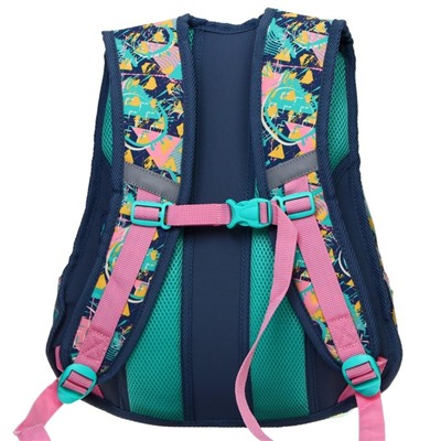 Рюкзак молодёжный Across Merlin, 43 х 29 х 15 см, эргономичная спинка, синий, чёрный, розовый