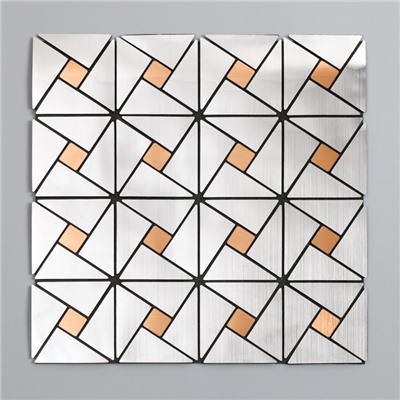 Наклейка интерьерная "Геометрический круговорот" серебристо-бронзовая 30х30 см
