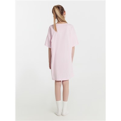 Сорочка ночная для девочек светло-розовая с печатью