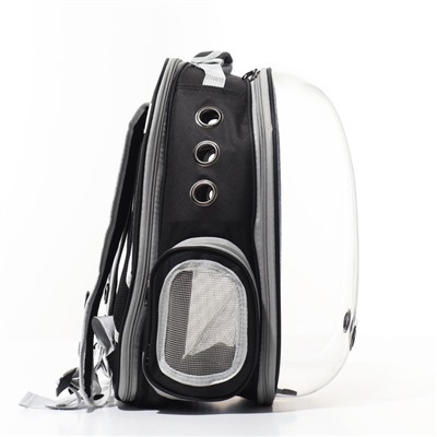 Прозрачный раскладывающийся рюкзак для животных, 33*28*42 см, черный
