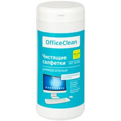 Универсальные влажные чистящие салфетки OfficeClean для очистки экранов и мониторов, пластиковых поверхностей 50+50шт